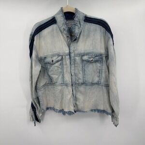 One Teaspoon Luxe Denim Jacket Womens S Light Blue The New Wave Frayed Excellent